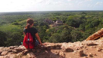 A nice thing about Ek Balam is this high vantage point. It is a steep climb though!