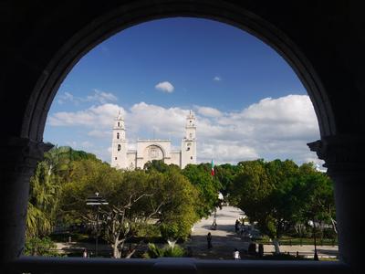 Merida central square, from the municipal building