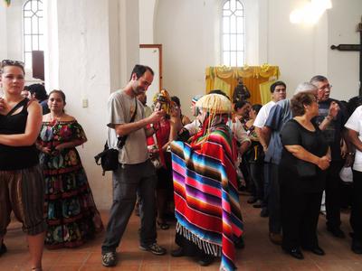 Harrassing the locals in the church in Chiapa de Corzo