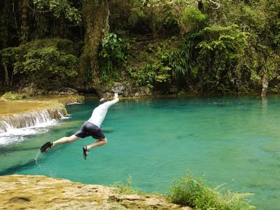 Semuc Champey. Diving into the pools was good fun, but some of the other jump opportunities were a bit too hardcore...