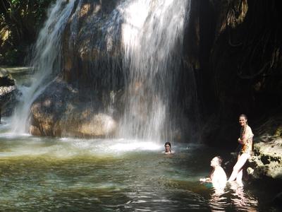 The hot waterfall(!) at Finca Paraiso