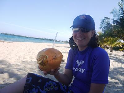 Cold drinking coconuts at 50 cents each. We had quite a few of them.