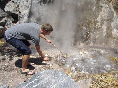 Hard-boiled eggs, courtesy of Nolan and Azacualpa hot springs