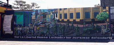 Mural in Leon describing the killing of four local students by the Guardia Nacional