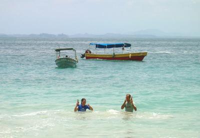 There is no dock, and the beer cooler remained on the boat, so if you wanted a cold one you had to swim out and get it.