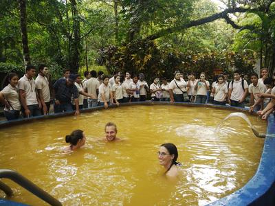 As we were relaxing in the pool, a school group came by for a visit. Suddenly we were somewhat self-conscious! The other couple in the pool is from Tahiti, they gave us a few pointers for our future trip to French Polynesia.