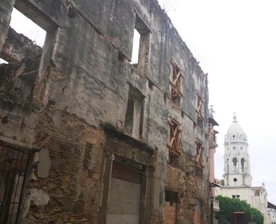 Casco Viejo, Panama's fortified colonial town. Allowed to deteriorate for decades, it is now being revived, but there is still plenty of neglect.