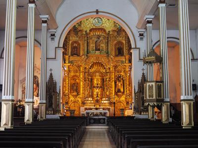 Iglesia San Jose. The legend is that the golden altar was painted with tar to disguise it during Henry Morgan's attack on the city.