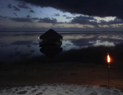 Last light at the Tiki Village, Moorea