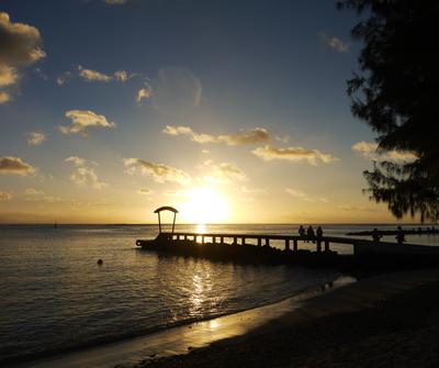 The dock at Lapita Village, Huahine