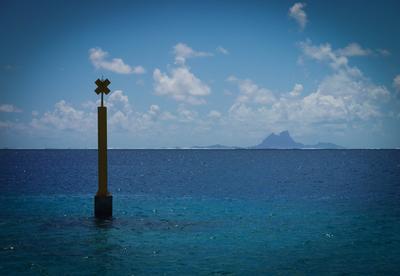 View of Bora Bora from Apooiti marina, Raiatea