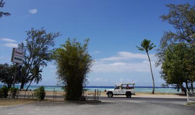 There were frequent visits to Champion, the island's only supermarket. This is taken from their parking lot.