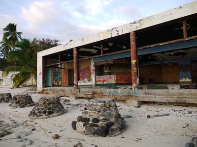 The abandoned Club Med site, Hauru point. Once one of the island's biggest resorts, it closed down in 2001.