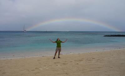 The rain let up briefly, so we went to check out the beach