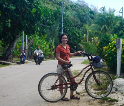 cycle tour around the island. Check out the fellow on the scooter. Polynesians are rarely skinny, and cases of extreme obesity are all too common