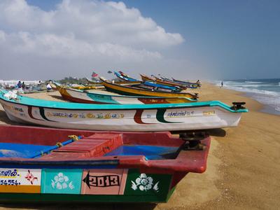 Fishing boats on shore