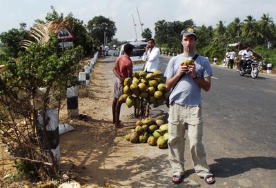 One of our frequent coconut stops. My travel mates were all having a good time poking fun at my coconut addiction.