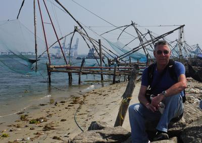 Dad posing with the fishing nets. They are only viable as a tourist attraction these days.