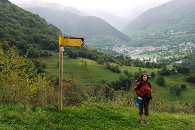 We started walking to the next village higher up (Mont), but the rain was picking up and we didn't want to get Adam drenched so early in the trip. So this is as far as we got.