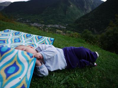 The picnic blanket is known as Adam's 'operational arena', but in practice it's hard to keep him on it.