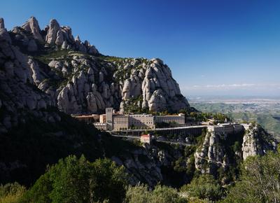 View of the monastery complex from the trail to the cross of Sant Miquel. In addition to hordes of tourists, and pilgrims with actual religious reasons to visit, the site also draws plenty of rock climbers. It's not hard to see why.