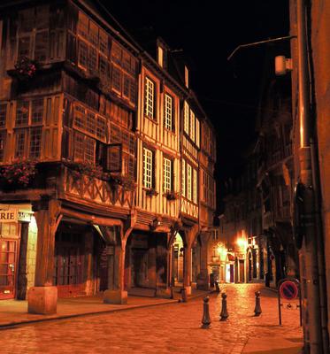 Half-timbered buildings in the old city, Dinan