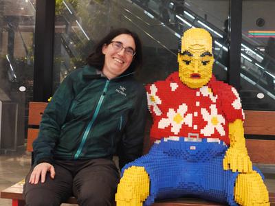 We went to Legoland. But this isn't even Legoland - it's just a random Lego dude relaxing on a bench.