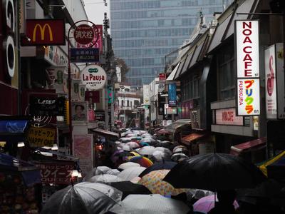 Takeshita street on a rain-drenched morning...