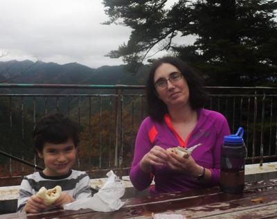 Typical Family-Mart lunch break on Mt. Takao