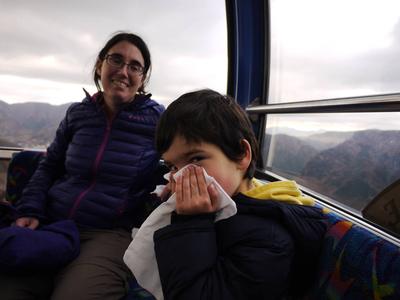 There was barely a whiff of sulphur inside the ropeway, but they handed Adam a wet napkin and he's darn well going to use it.