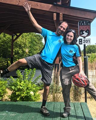 Kilometer 201, Mont-Laurier. No, we did not purposefully wear the same shirt.