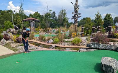 We had the better part of a day to pass in Mont-Laurier. The town doesn't have a lot going on, but it does have a fun little pirate-themed mini golf course.