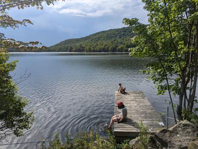 Lac Mercier - located on the edge of Mont-Tremblant, in this posh area we passed many private docks that were obviously off-limits. Then we found this rickety, unmaintained dock that was less obviously off-limits, but did have a note on it from the local municipality saying something along the lines of "Get rid of this structure, or get a permit for it, or else."