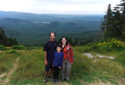 We took the gondola up for some gentle hiking. <p/> This region is known as the Laurentian "mountains", which for us west coast visitors was kind of adorable. Tremblant is one of the highest peaks in the area at a whopping 875 meters. When Dana first saw it, her reaction was - "that's it?"