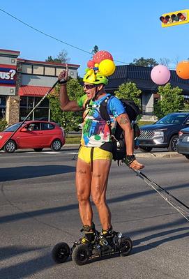 Every city has "that one guy" everyone knows. This is presumably the local eccentric celebrity here in Sainte-Agathe-des-Monts.