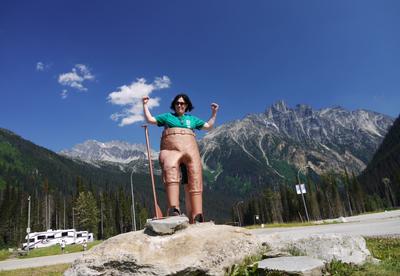 In memory of Georgia Engelhard, pioneering woman climber who defied convention by wearing pants in public(!) while climbing.