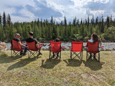 Snack break on the Maligne river