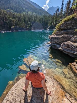 Relaxing at Horseshoe lake, south of Jasper