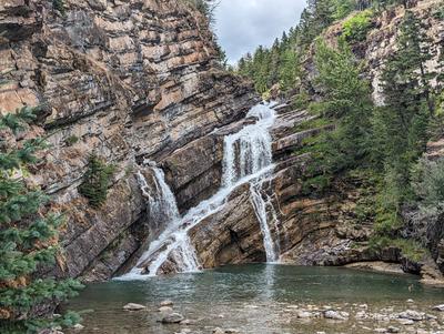 Cameron falls. This is a 12 minute walk from the Starbucks at Waterton.