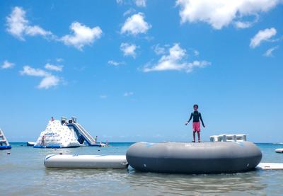 The inflatables at Playa San Francisco. These were much more attractive in theory than they were in practice, and we were done with them pretty quickly.