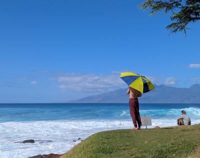 Checking out the surf at Honokeana cove