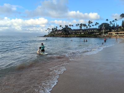 Walking in Kapalua to get lunch, we passed by a yard sale that had several bodyboards going for $15 each. As we actually had a vehicle on this trip, we picked one up. Adam especially got a lot of mileage out of it.