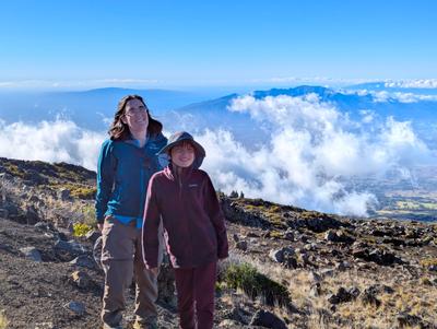 Checking out some viewpoints on the way back down. This is Kalahaku overlook... unless it's Leleiwi? But probably Kalahaku. <br/> In the background: West Maui mountain on the right, the island of Lanai on the left.